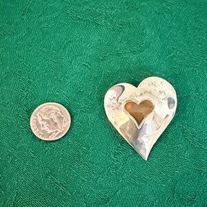 Sterling Silver Heart pin or pendant with Gold Accent